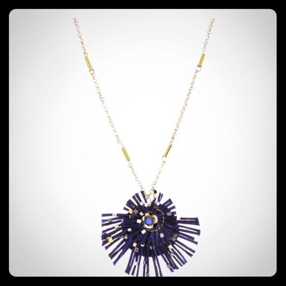 Panacea Twisted Raffia Necklace Blue With Beads - Picture 1 of 7